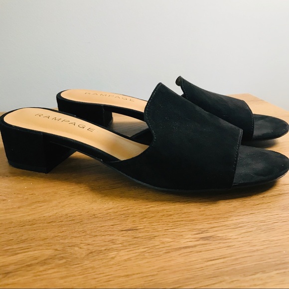 Rampage Shoes - NWOT Faux Suede Mule Sandals Black 7.5 Rampage